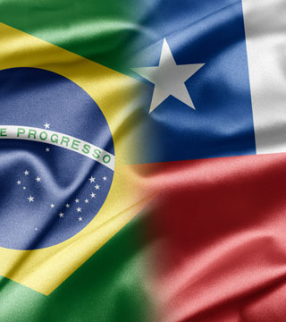 Bandeira Brasil e Chile