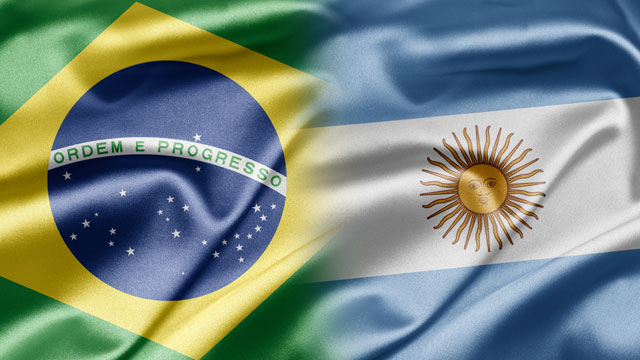 Bandeiras do Brasil e da Argentina